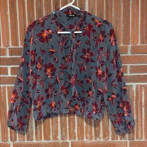 Madewell Silk Tie-Neck Wrap Top in Winter Orchid Size L